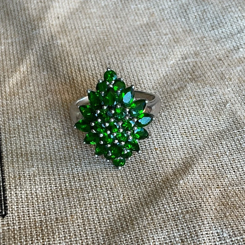 Emerald Green Crystal Cluster Ring - Women Jewelry
